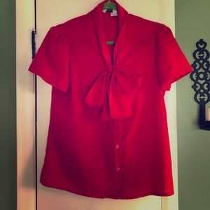 Vintage Red Blouse with tie